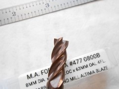 NEW M.A. FORD USA 8MM DIA. X 19MM LOC X 63MM OAL 4FL. CC CARBIDE SQUARE END MILL