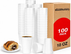 10 Oz Insulated Foam Cups – Disposable for Hot & Cold Beverages, 100 Pack
