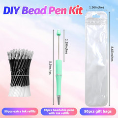 150 Pieces DIY Beadable Pens Kit – 50 Plastic Beadable Pens Bulk, Refills & Pen