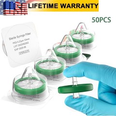 Sterile Syringe Filter PES Membrane Hydrophilic Filter 33mm 0.22 Micron 50 Pack