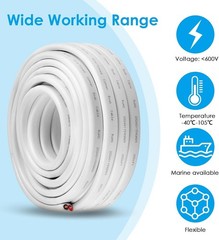Marine Grade Duplex 6 AWG /2 15 ft Tinned Copper Oxygen Free Stranded Cable, NEW
