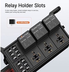 Universal 12V 6-Way Relay Fuse Box 6 Slot ATC/ATO Fuse Pre-Wired Relay Panel