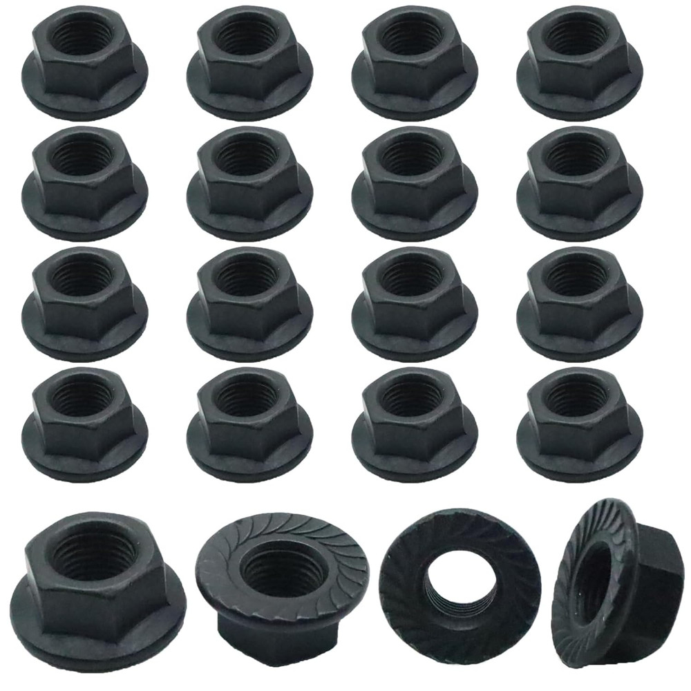 20Pcs M12 X 1.25Mm Flange Nut, Carbon Steel Thread Hardware Nuts Serrated Flange