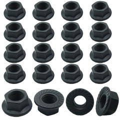 20Pcs M12 X 1.25Mm Flange Nut, Carbon Steel Thread Hardware Nuts Serrated Flange