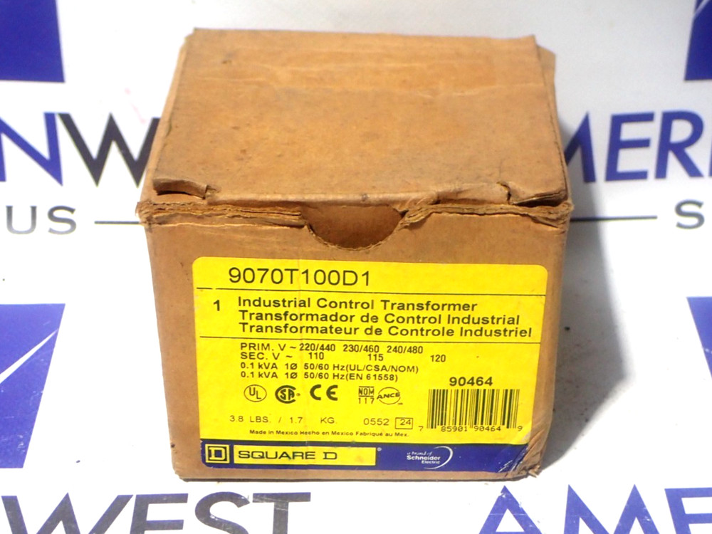 New Square D 9070T100D1 0.10 KVA Single Phase 240/480-110/120V Transformer T513
