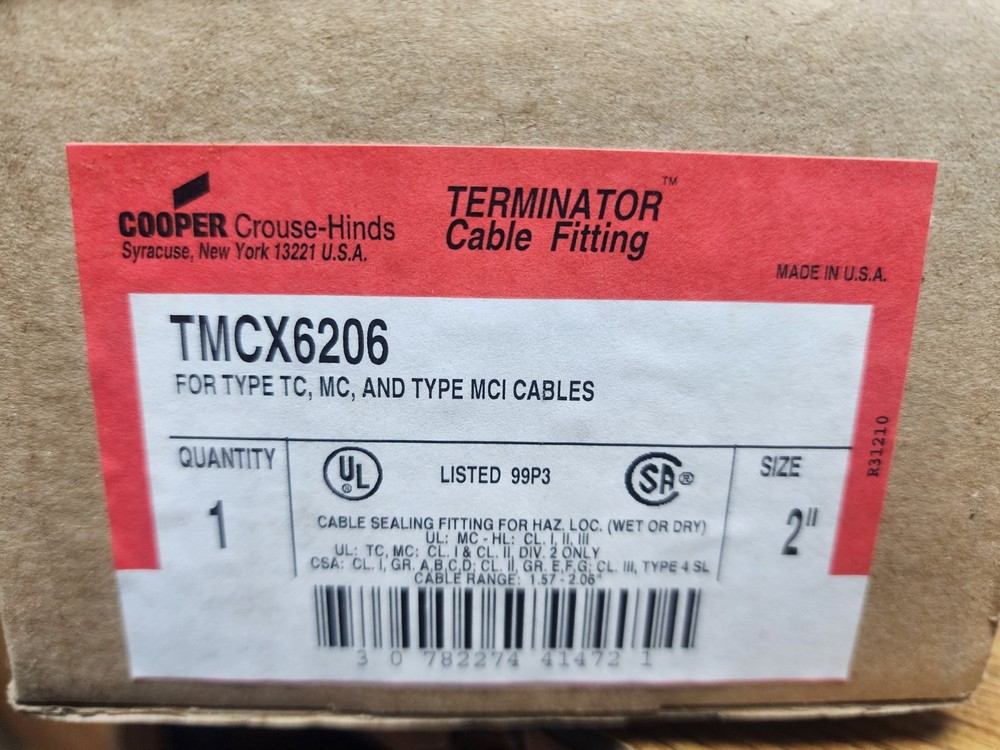 🤠 NEW EATON CROUSE-HINDS 2″ CABLE SEALING FITTING HAZARD LOCATION TMCX6206