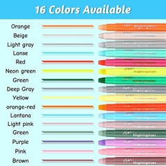 16 Pack No Bleed Bible Highlighters Gel Pens Assorted Colors Chisel Tip Set