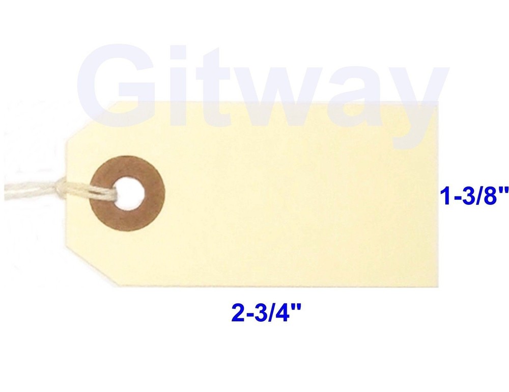 1000- 2 3/4″ x 1 3/8″ Size 1 Manila Inventory Shipping Hang Tags with String