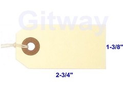 1000- 2 3/4″ x 1 3/8″ Size 1 Manila Inventory Shipping Hang Tags with String