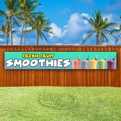 FRESH FRUIT SMOOTHIES Advertising Food Drinks Vinyl Banner Flag Sign USA XL01838