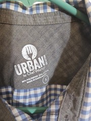 Chef Works Urban Collection Shirt Blue/White/Gray Checkered Cook Server Size S