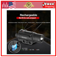 1500Lm Slidable Pistol Light and Green Beam Combo with Strobe/Momentary, Recharg
