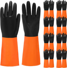8 Pairs Chemical Resistant Gloves Heavy Duty Industrial Rubber Gloves