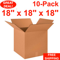 10-Pack 18″ x 18″ x 18″ Heavy-Duty Double Wall Cardboard Corrugated Shipping Box