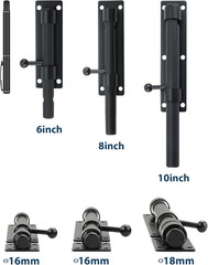 Alise 6 Inch Heavy Duty Slide Bolt Latch, SUS304 Stainless Steel Barrel Bolt Loc