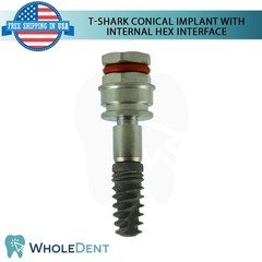 1x Dental T-shark Conical Fixture with Int Hex Connection Titanium Sterile SLA