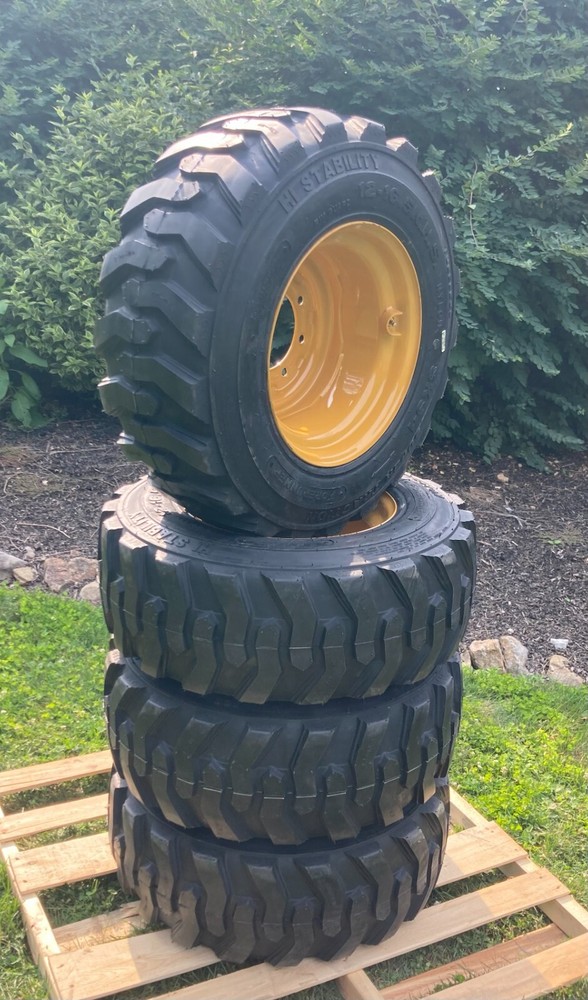 4 NEW 12-16.5 Skid Steer Tires & Rims for Caterpillar – CAT – 12X16.5- 14 PLY