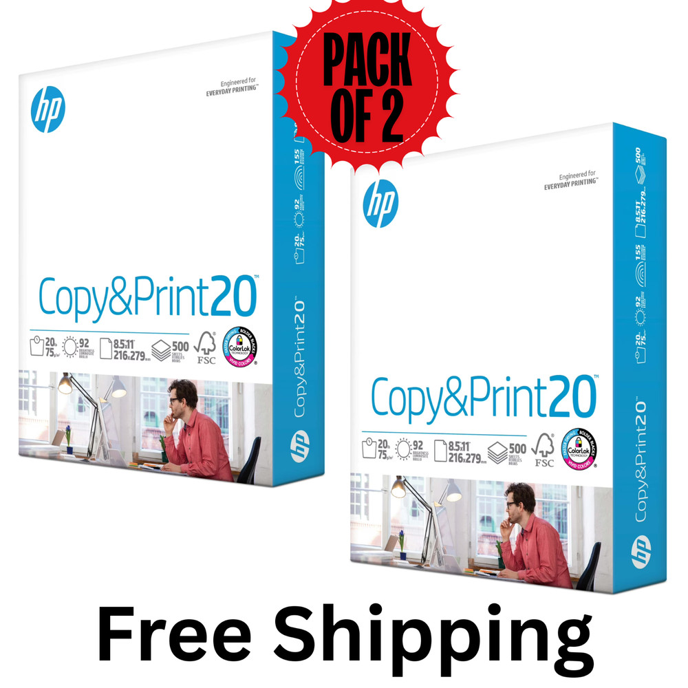 HP Copy & Print20, 20lb, 8.5 x 11, 1 Ream (500 Sheets) (2 Pack)
