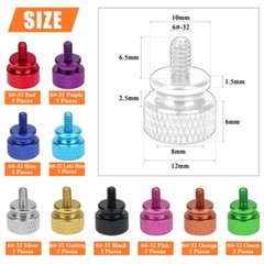 10pcs Computer PC Case Fully Threaded Knurled Thumb Screws 6#-32 Multicolored