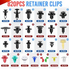 925Pcs Auto Car Bumper Retainer Clips Push Pin Rivet Screw Kit Fastener Remover