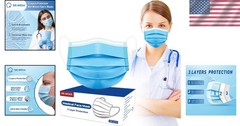 50 Pack ASTM Level 3 Disposable Face Masks – Medical Grade, Blue, 3-Ply Comfort