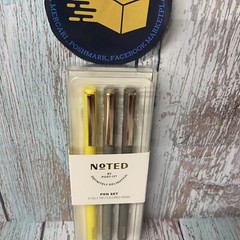 Noted By Post-It 3CT Yellow/Gray/Charcoal Felt Tipped Colored Pen 3ct