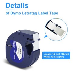 10PK Dymo LetraTag Refills White Plastic 91331 for LetraTag Label Maker LT-100H