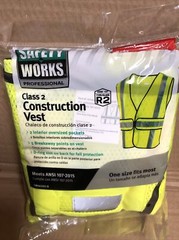 Safety Works One Size Fits Most Yellow High Visibility Construction Vest