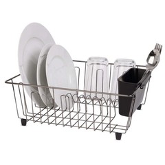 Small Dish Drainer Rack – Chrome/Black – 14 x 12.5 x 5.5 inches (L x W x H)