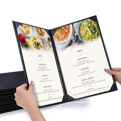 WeChef 10 Packs Restaurant Menu Covers 8.5 x 14 Book Style 2 Pages 2 Views Black