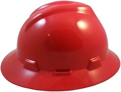 MSA V-Gard Full Brim Hard Hats with Staz-ON Suspensions – Red