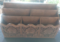 1970s Retro Desk Organizer 3 Tier 6 Slot Holder Faux Wood Lerner