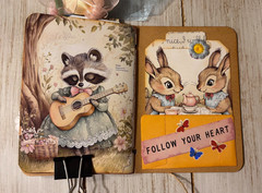 Junk Journal Handmade Booklet Book Vintage “Forest Animals” Pockets, Ephemera