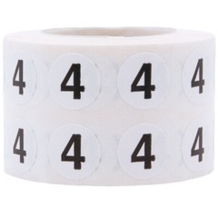 White with Black Number Stickers | 0.5″ Inch Round | 1000 Pack | Pick from 0-20