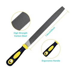 3 pcs Metal File Set, 8-inch,Professional High Carbon Steel 8 inch, Yellow