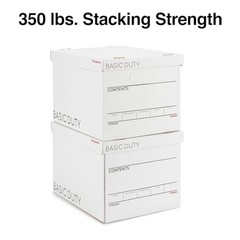 Corrugated File Box with Lift Off Lid, Letter/Legal Size, 10 Pack, White/Black
