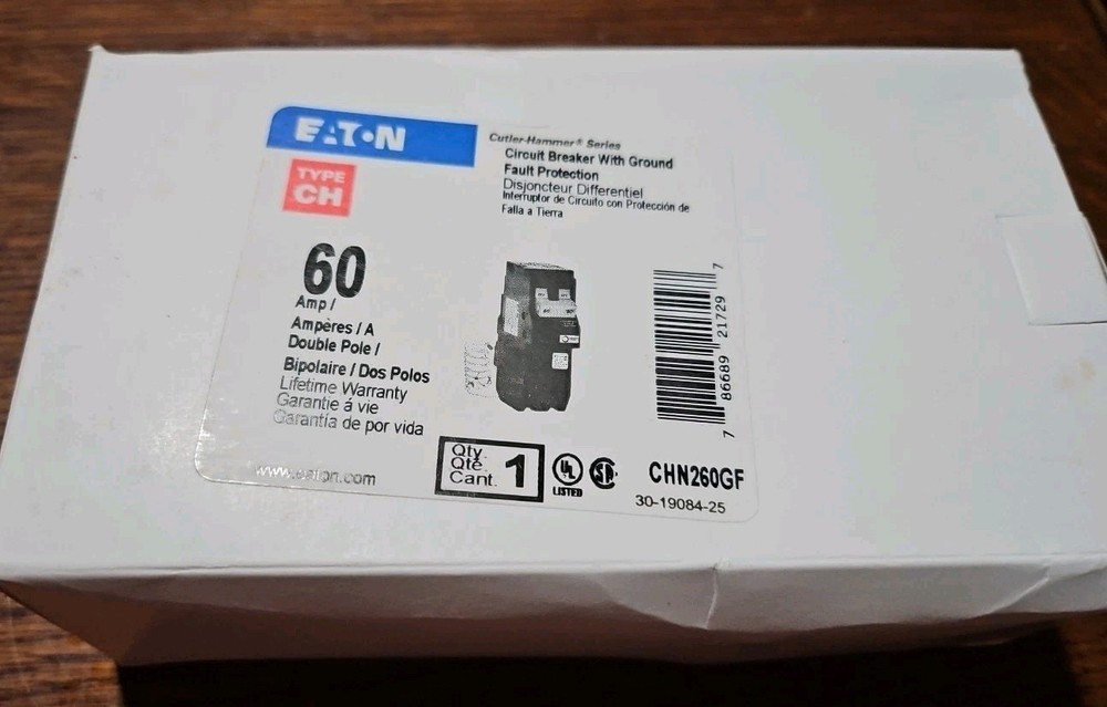 NEW Eaton CH CHN260GF 2 Pole 60 Amp 240V GFI GFCI Circuit Breaker NOB