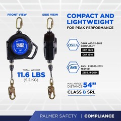 Palmer Safety SRD 30 FT. Self Retracting Lifeline I SRL Device Swivel Top…