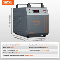 Industrial Water Chiller 80-Watt Air-Cooled Industrial Water Cooler with 12 L Wa