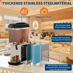 18L Commercial Cold Juice Dispenser, Single Tank Ice Drink Machine for Business