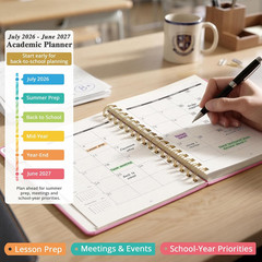 Academic Planner 2026-2027, July 2026 – June 2027, A5 Weekly & Monthly Planner,