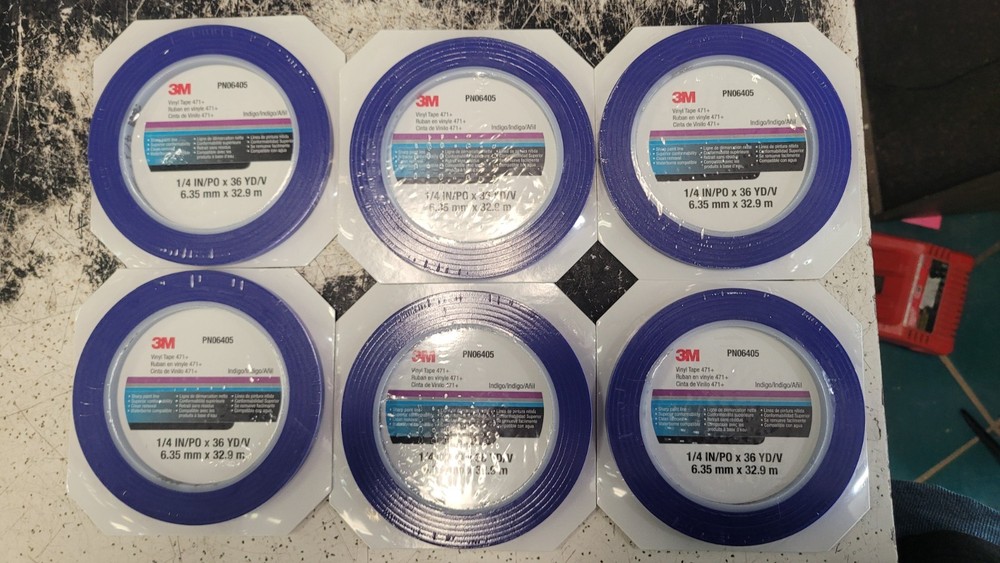 Lot 6 Rolls New- 3M Vinyl Tape 471+ 1/4 in x 36 yd 06405 Indigo