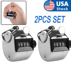 2PCS 4 Digit Number Dual Clicker Golf Hand Tally Counter Metal Handy Convenient