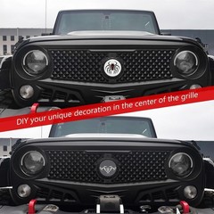 Front Grill with Mesh Matte Black Grille For Jeep Wrangler 2007-2018 Rubicon