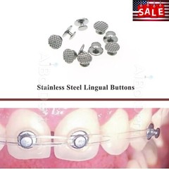 US 100Pcs Ortho Lingual Buttons Dental Ceramic/Metal, Bondable, Round Mesh Base
