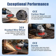 8 Pack 4″ Twist Knotted Wire Wheel Brushes for Angle Grinder, Heavy-Duty Rust Re