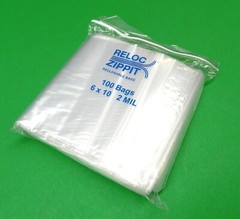 6 x 10 Reloc Zippit Bags Clear 2mil Poly Bags Reclosable Zip Seal Lock 200 Bags