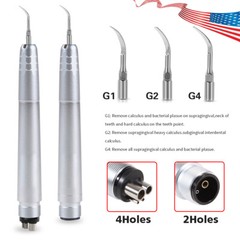Dental Ultrasonic Air Scaler Handpiece 2/4Hole Oral Hygienist 3 Tips G1 G2 G4