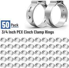 Bates- PEX Cinch Clamp Rings, 3/4″, “50 Pack, Stainless Steel, Pex Clamps