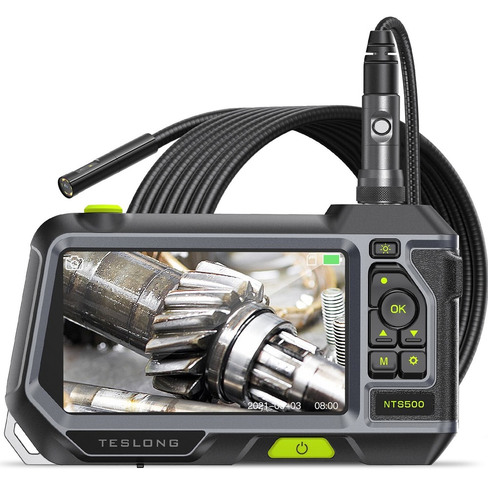 TESLONG NTS500 5” Endoscope Borescope 7.9mm Triple Lens 5M Inspection Camera